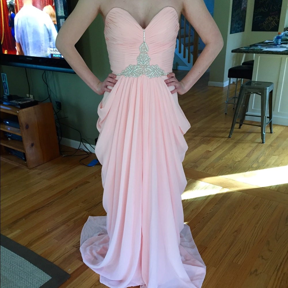 Pink Strapless Floor Length Dress
